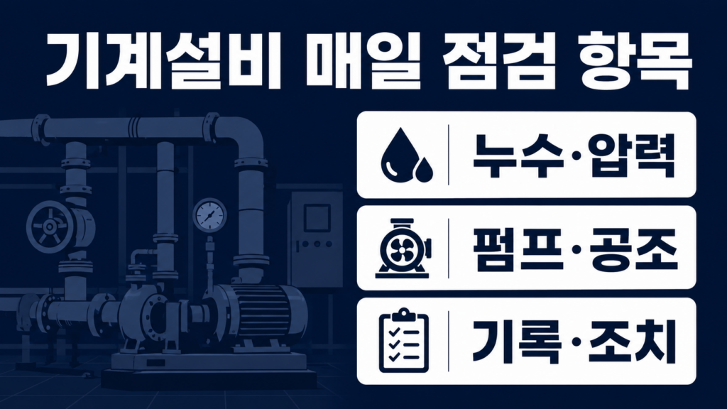 기계설비 유지관리 담당자 매일 점검 항목|기계실 일일점검표 예시 6 기계설비 유지관리 담당자가 매일 점검해야 할 항목을 정리한 일일점검표 썸네일