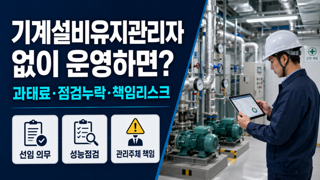 기계설비유지관리자 없이 운영? 선임 의무·기계설비법 과태료·성능점검 문제까지 2 기계설비유지관리자 없이 운영할 때 발생하는 선임 의무와 과태료 리스크를 점검하는 시설관리자
