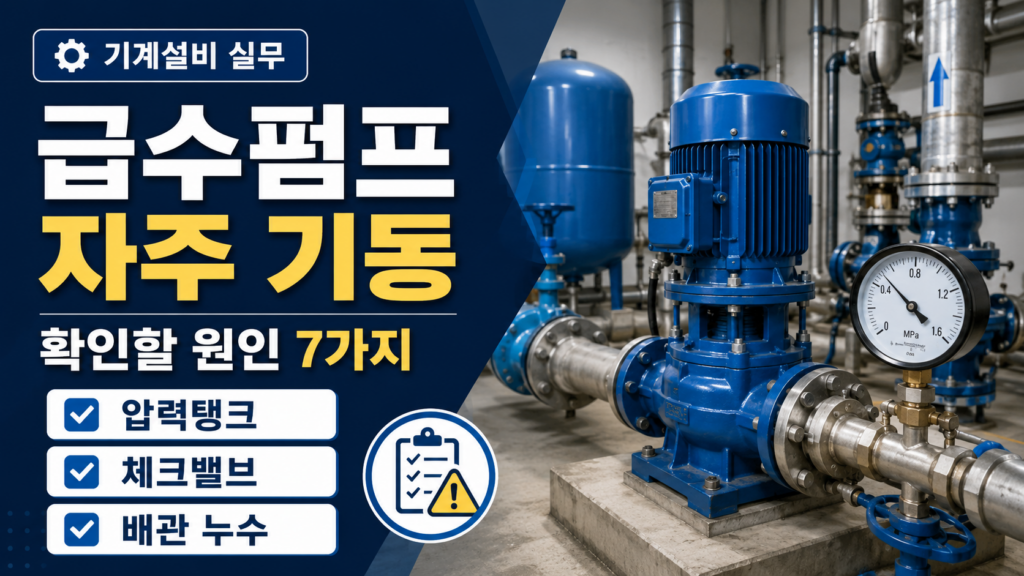 급수펌프 자주 기동 원인 7가지: 압력탱크 공기압·체크밸브 불량부터 잡는 실무 체크리스트 4 급수펌프 자주 기동 원인 7가지와 압력탱크 공기압 체크밸브 불량 점검표