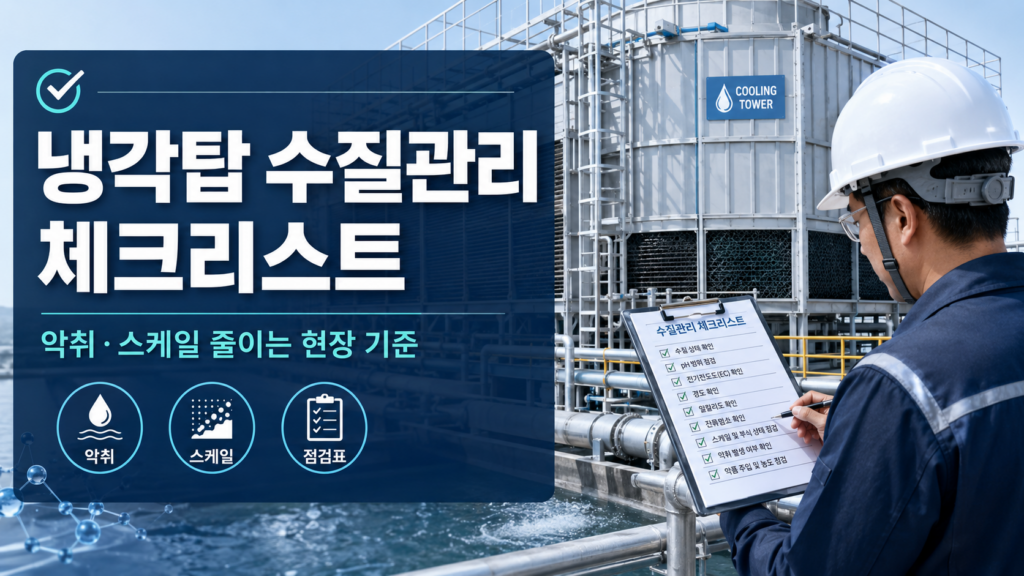 냉각탑 수질관리 체크리스트: 기계설비 냉각탑 악취·스케일 줄이는 현장 기준 1 냉각탑 수질관리 체크리스트로 기계설비 냉각탑 악취와 스케일을 점검하는 현장 이미지