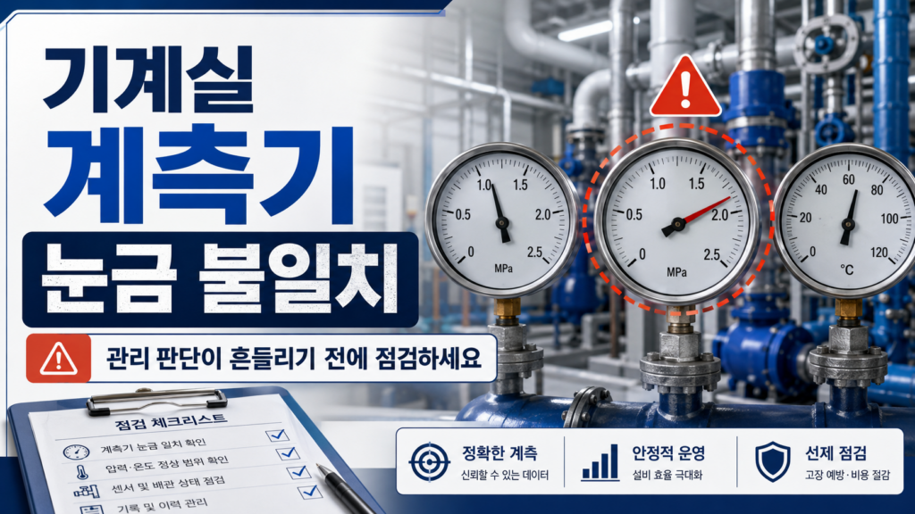 기계실 계측기 눈금, 계측기 교정·설비관리 기준 흔드는 오차 잡는 법 10 기계실 계측기 눈금 오차와 계측기 교정 기준을 설명하는 압력계 썸네일