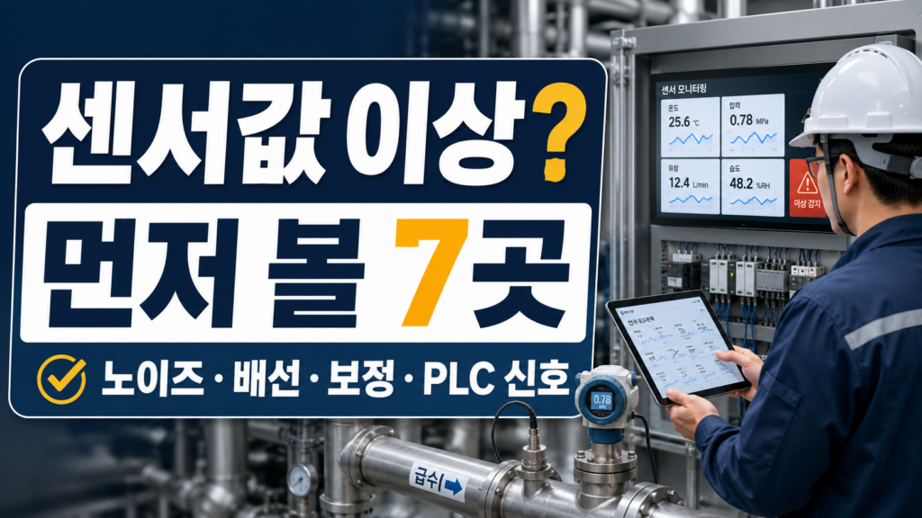 기계설비 센서값 이상? 센서 노이즈·센서 보정부터 보는 7가지 점검법 7 기계설비 센서값 이상 원인을 점검하는 PLC 제어반과 설비 센서
