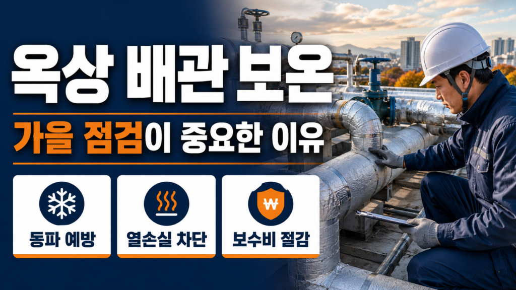 기계설비 옥상 배관 보온, 가을 점검과 동파 예방을 놓치면 큰 비용 납니다 2 가을에 기계설비 옥상 배관 보온 상태를 점검하는 시설관리자