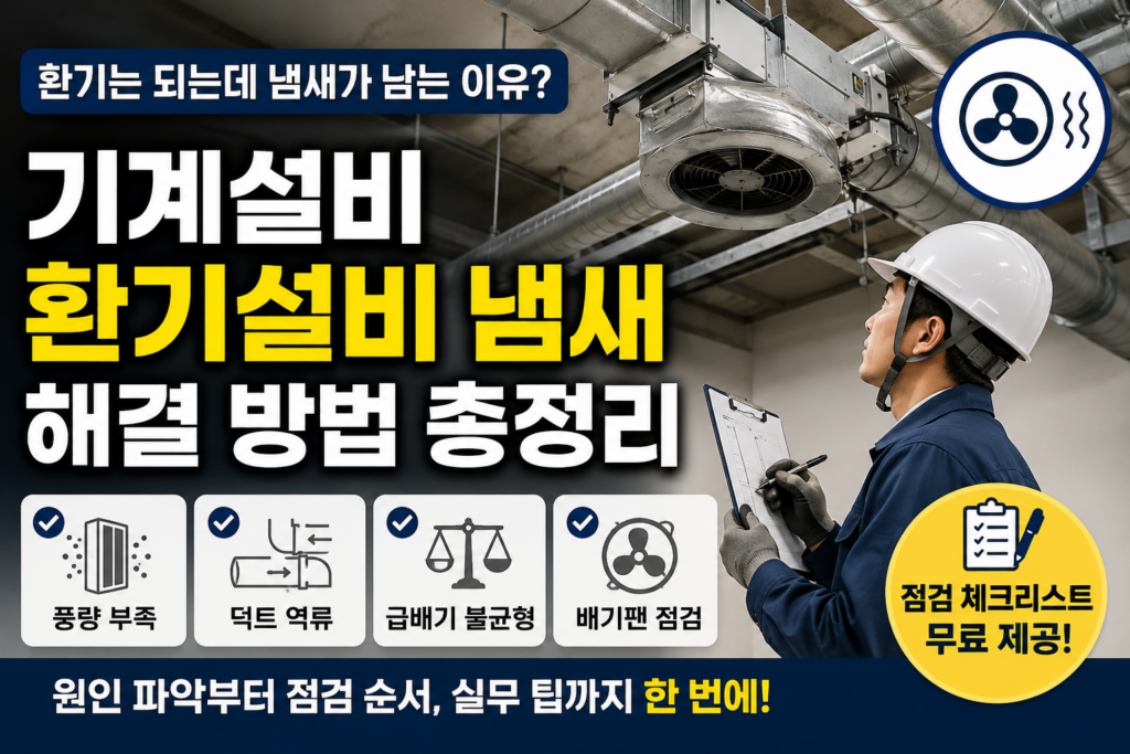 기계설비 환기설비 냄새, 풍량 부족·덕트 역류부터 잡아야 해결됩니다 3 기계설비 환기설비 냄새 원인을 점검하는 배기덕트와 배기팬